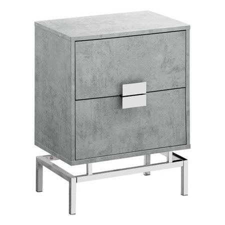 ACCENT SIDE TABLE - 24"H / GREY CEMENT / CHROME METAL