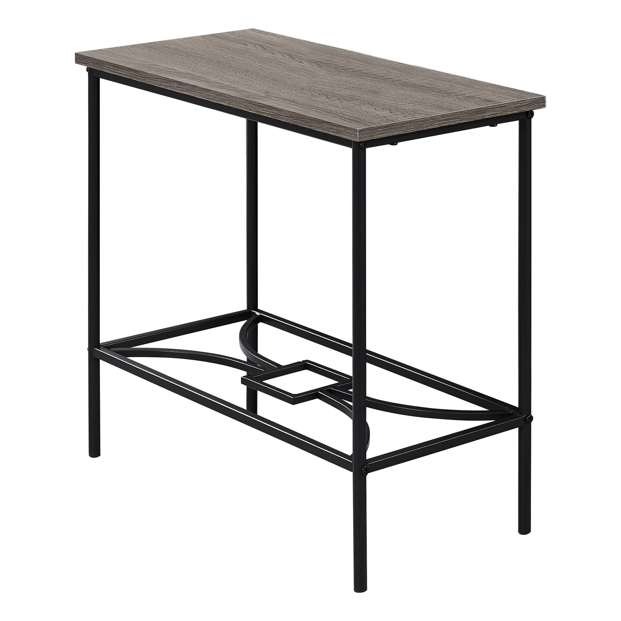 ACCENT TABLE - 22"H / DARK TAUPE / BLACK METAL