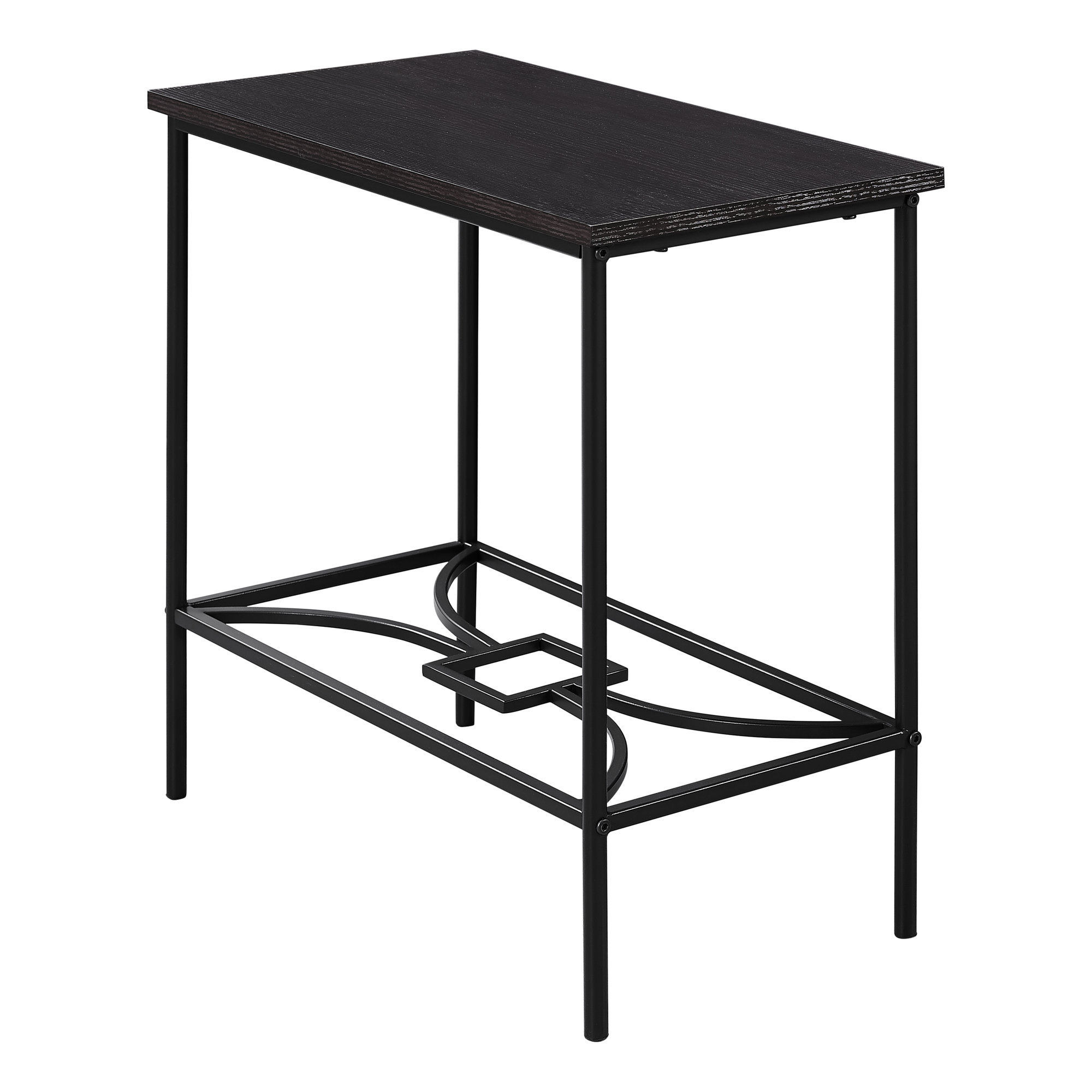 ACCENT TABLE - 22"H / CAPPUCCINO / BLACK METAL