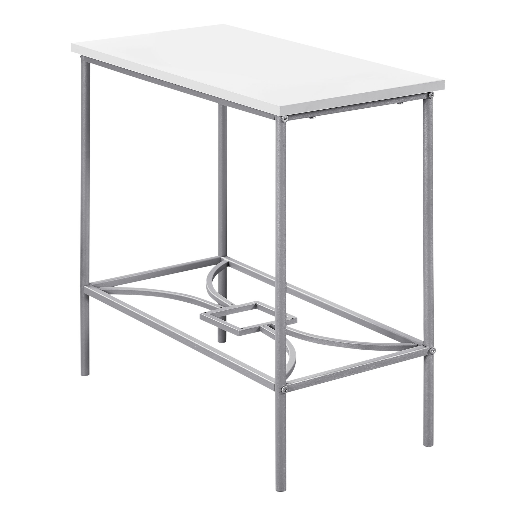 ACCENT TABLE - 22"H / WHITE / SILVER METAL