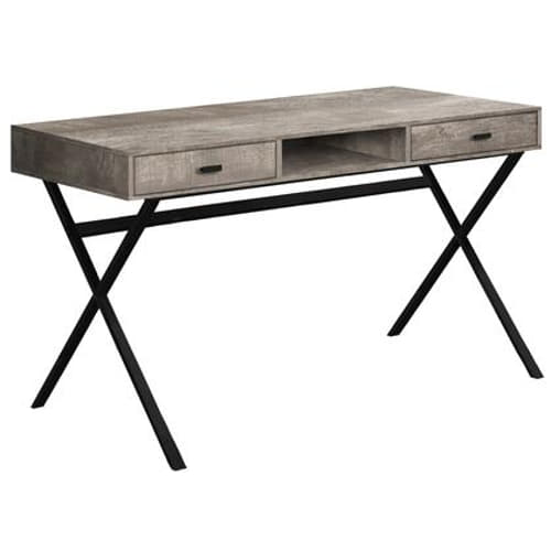 COMPUTER DESK - 48"L / CONTEMPORARY TAUPE RECLAIMED WOOD LOOK / BLACK METAL