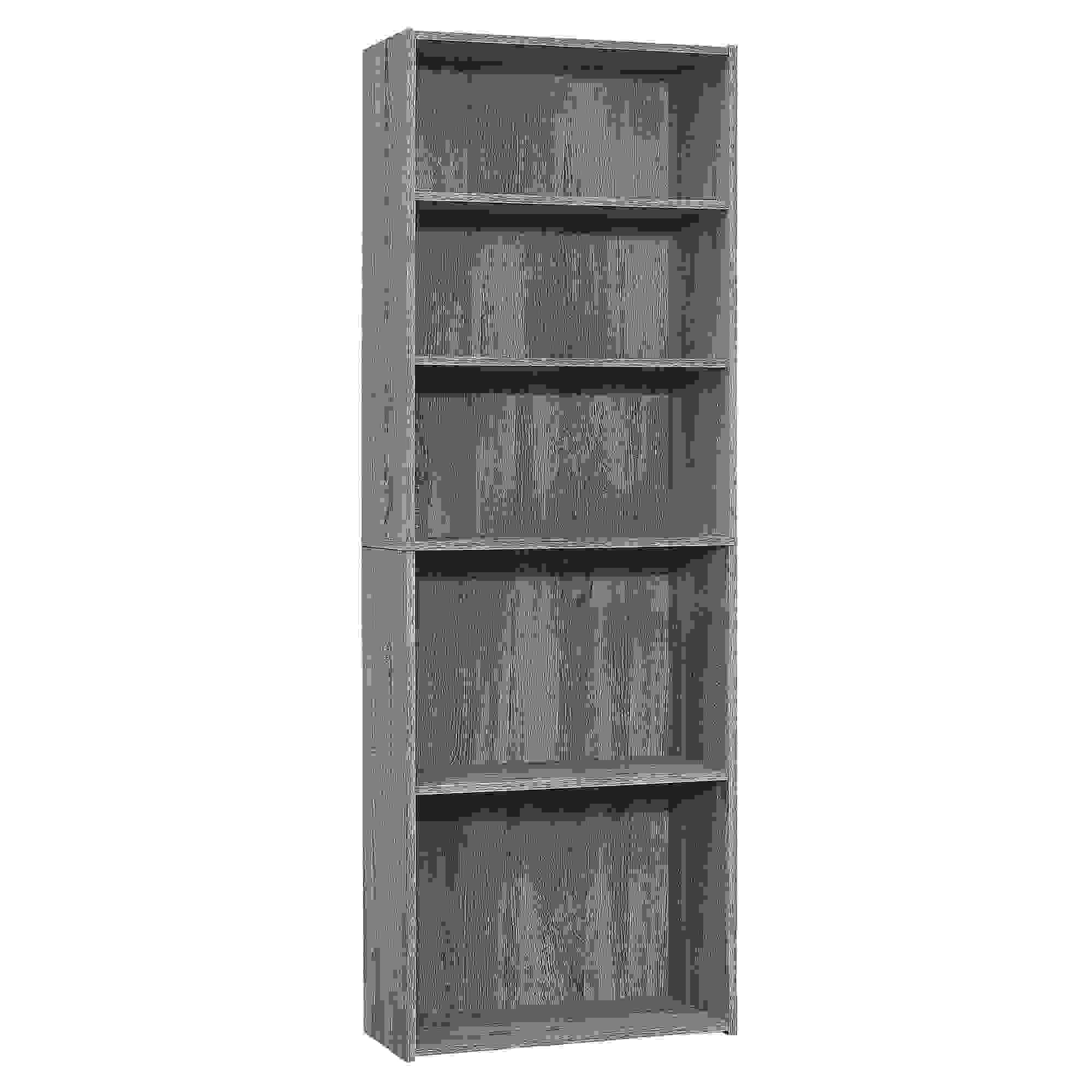 BOOKCASE - 72"H / DARK TAUPE WITH 5 SHELVES
