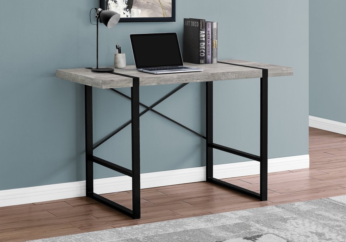 Computer Desk - 48"L / Grey Reclaimed Wood /  Metal Base