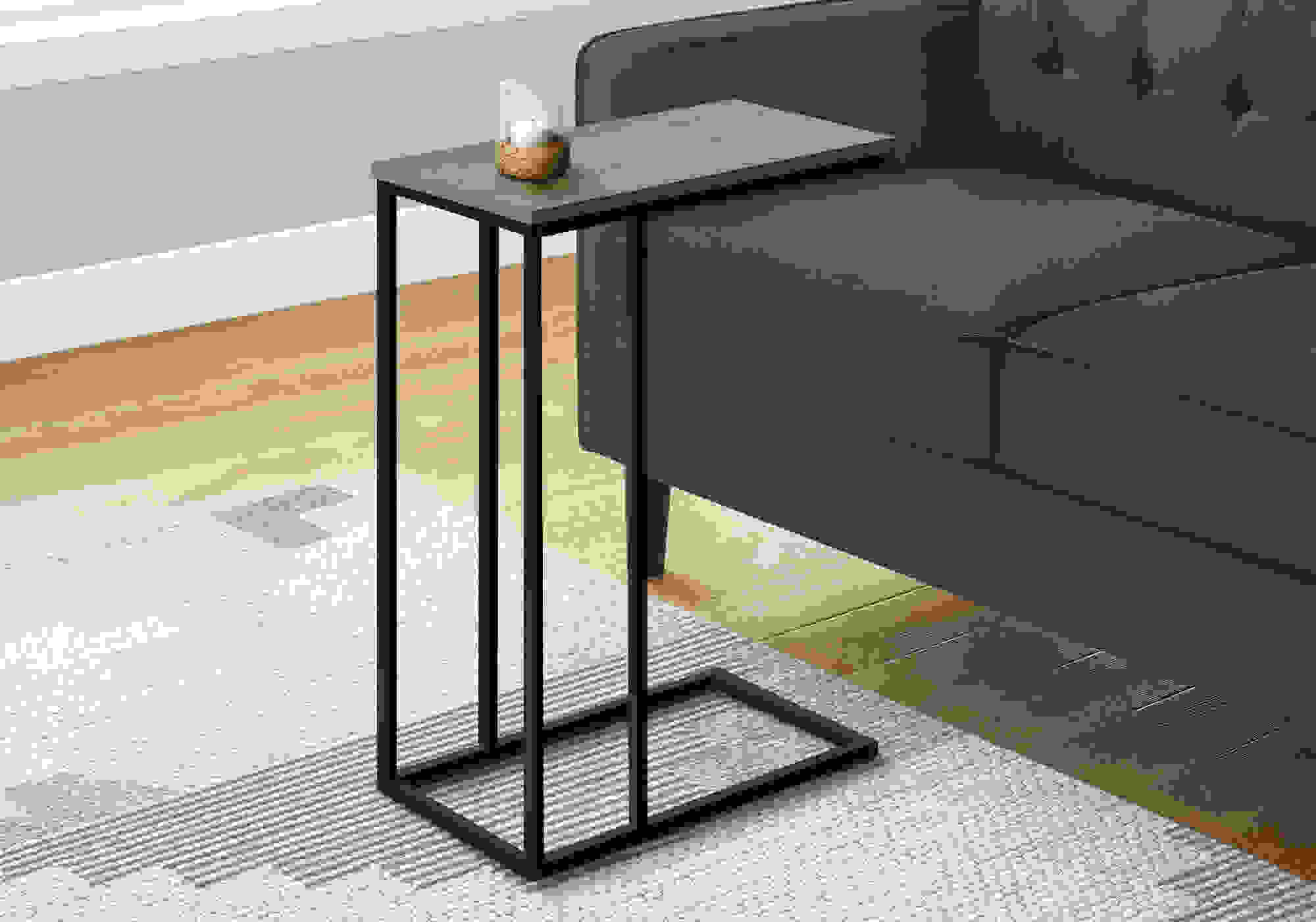 ACCENT TABLE - 25"H / DARK TAUPE / BLACK METAL I 3766