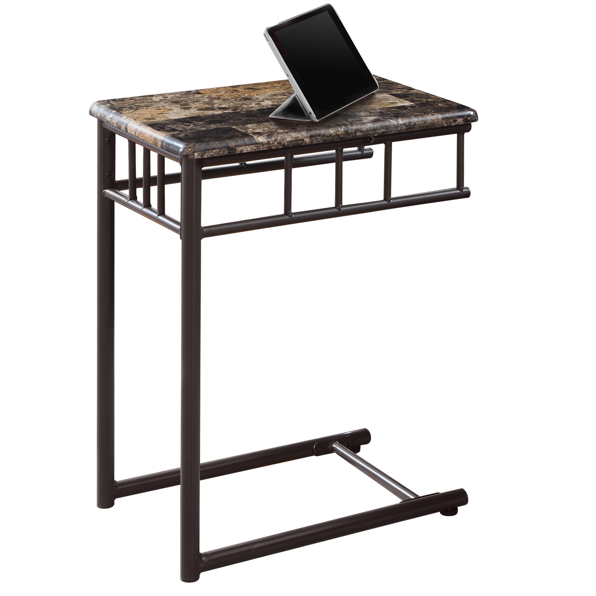 ACCENT SNACK TABLE - CAPPUCCINO MARBLE / BRONZE METAL