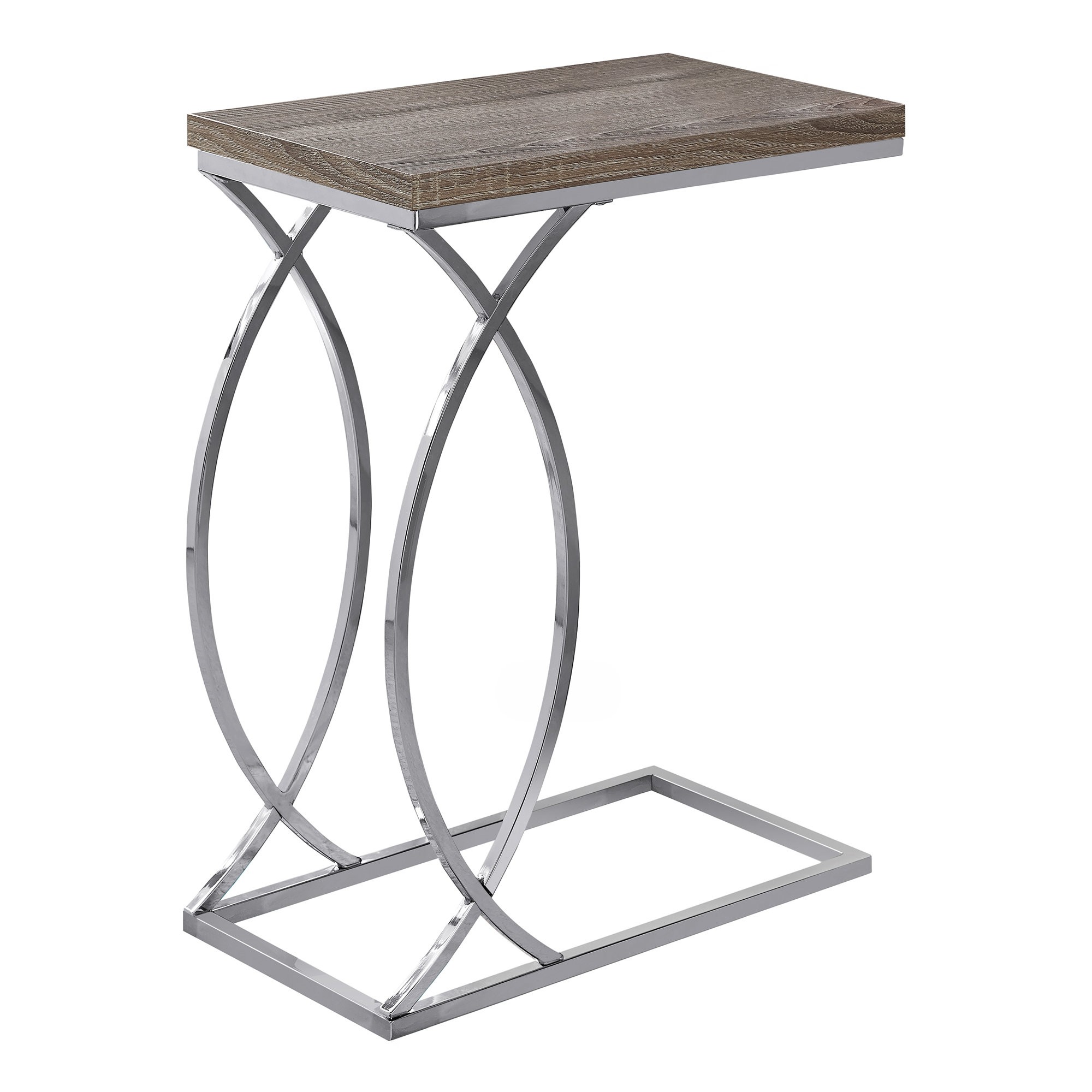 ACCENT TABLE - DARK TAUPE WITH CHROME METAL