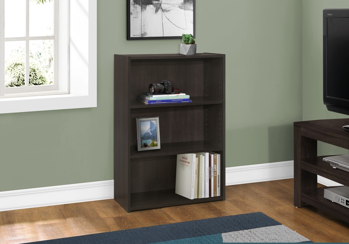 BOOKCASE - 36"H / CAPPUCCINO WITH 3 SHELVES