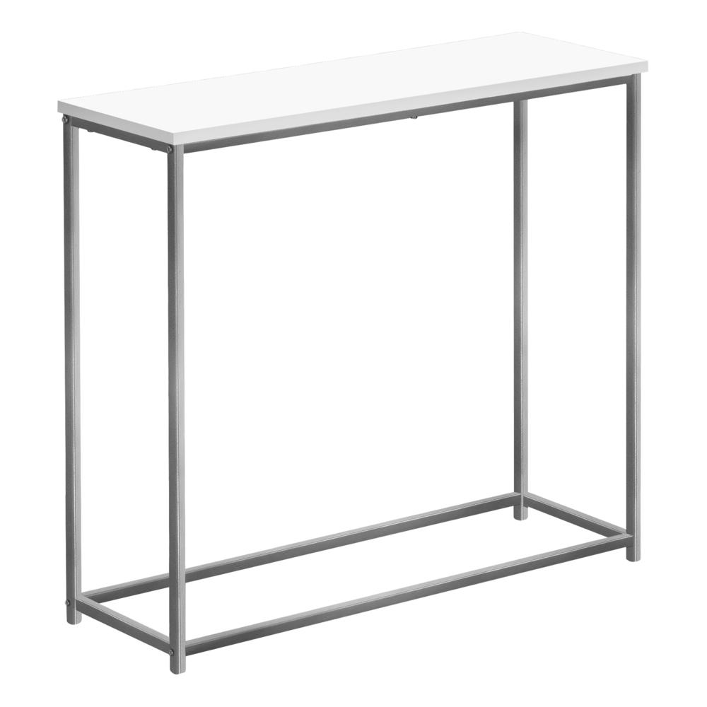 ACCENT TABLE - 32"L / WHITE / SILVER METAL CONSOLE