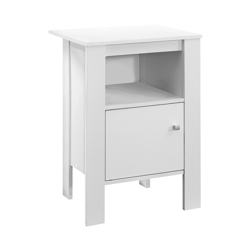 ACCENT TABLE - WHITE NIGHT STAND WITH STORAGE
