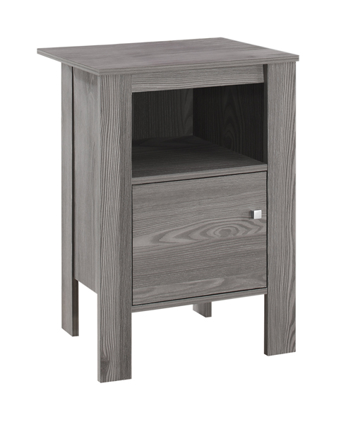 ACCENT TABLE - GREY NIGHT STAND WITH STORAGE