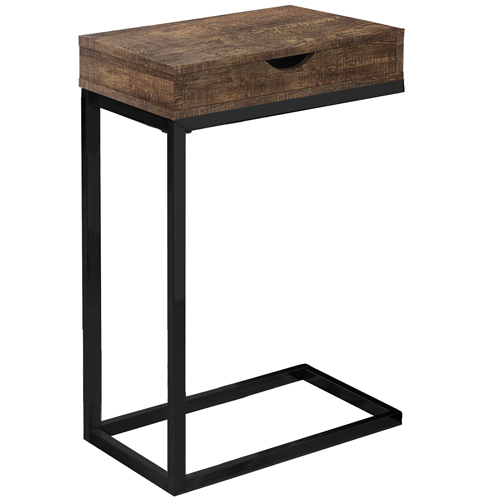 ACCENT TABLE - BROWN RECLAIMED WOOD-LOOK / BLACK / DRAWER