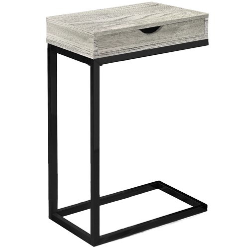 ACCENT TABLE - GREY RECLAIMED WOOD-LOOK / BLACK / DRAWER