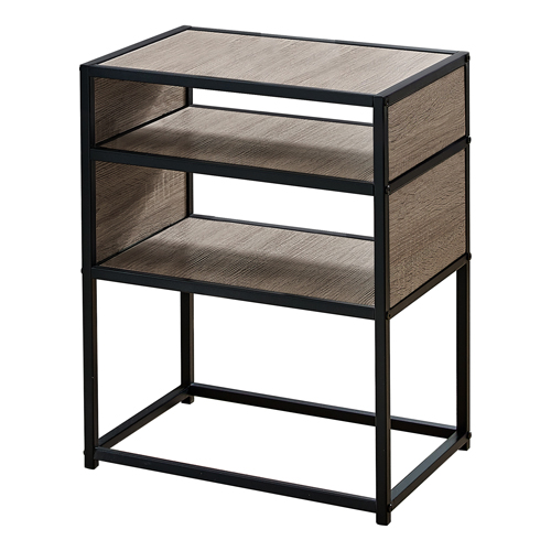 Accent Table - 22"H, Dark Taupe, Black Metal