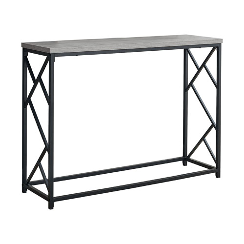 ACCENT TABLE - 44"L / GREY / BLACK METAL HALL CONSOLE