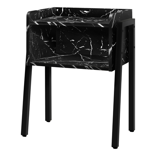 ACCENT TABLE - 23"H / BLACK MARBLE / BLACK METAL