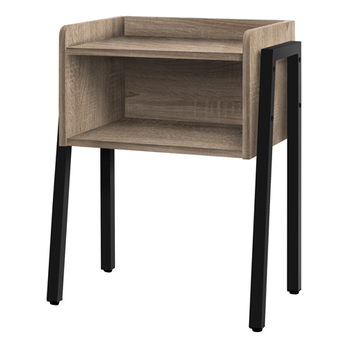 ACCENT TABLE - 23"H / DARK TAUPE / BLACK METAL