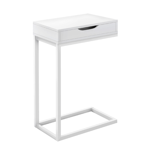 ACCENT TABLE - WHITE / WHITE METAL WITH A DRAWER