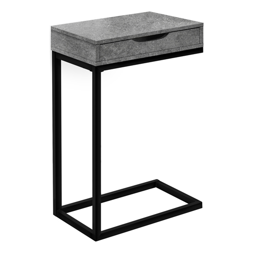 Accent Table - Grey Stone-Look, Black Metal