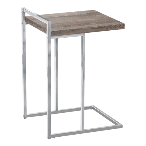ACCENT TABLE - 25"H / DARK TAUPE / CHROME METAL