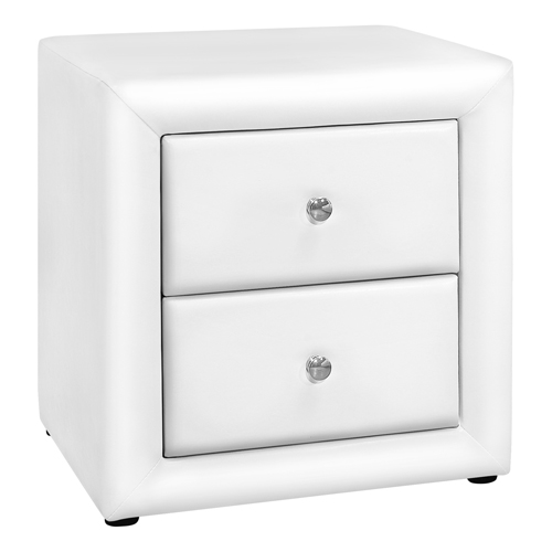 BEDROOM ACCENT - 21"H / WHITE LEATHER-LOOK NIGHT STAND