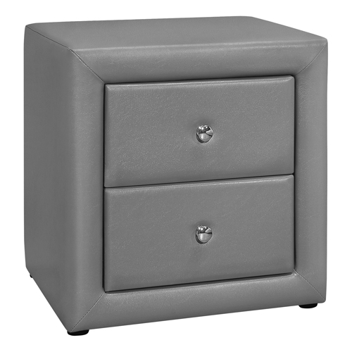 BEDROOM ACCENT - 21"H / GREY LEATHER-LOOK NIGHT STAND