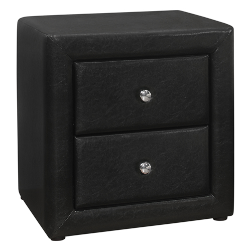 BEDROOM ACCENT - 21"H / BLACK LEATHER-LOOK NIGHT STAND