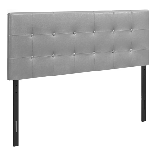Bed - Full Size In Grey Leather-Look Headboard Only