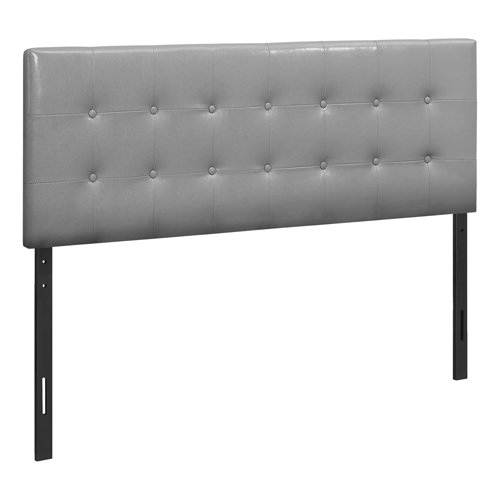 Bed - Queen Size In Grey Leather-Look Headboard Only