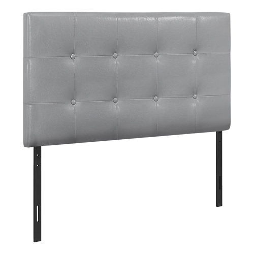 Bed - Twin Size In Grey Leather-Look Headboard Only