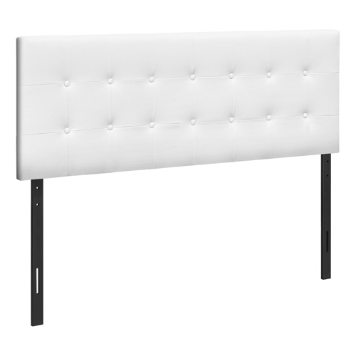 Bed - Queen Size In White Leather-Look Headboard Only