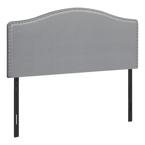 Bed - Queen Size, Grey Leather-Look Headboard Only