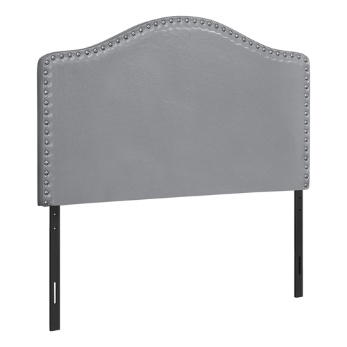 Bed - Twin Size, Grey Leather-Look Headboard Only