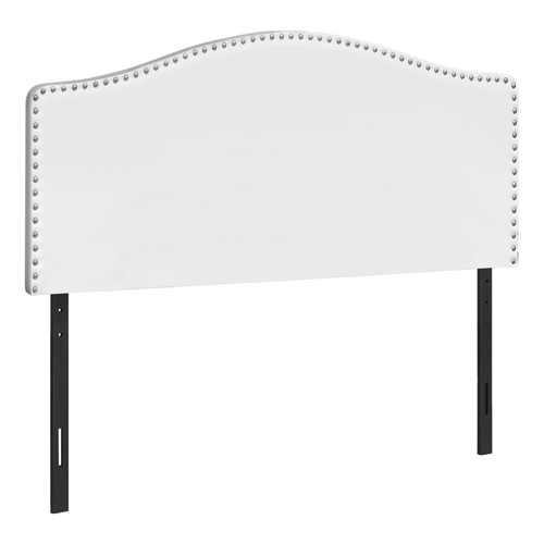Bed - Queen Size, White Leather-Look Headboard Only