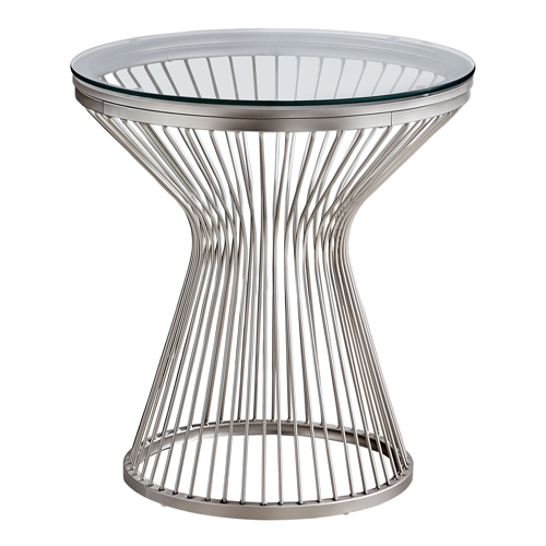 ACCENT TABLE - 24"H / STAINLESS STEEL WITH TEMPERED GLASS