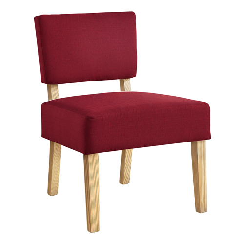 Accent Chair - Red Fabric, Natural Wood Legs