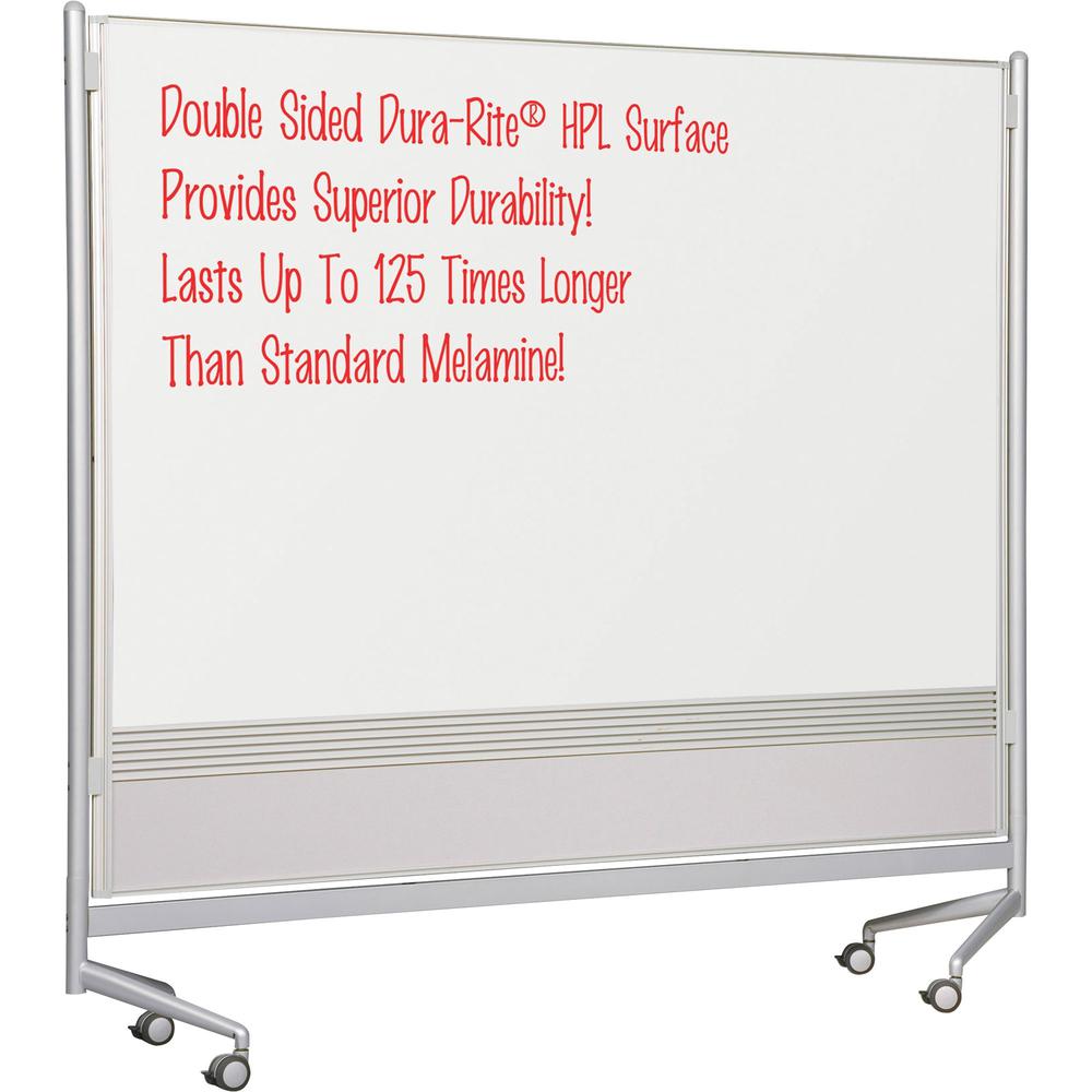MooreCo Mobile Dry-erase Double-sided Partition - 76" (6.3 ft) Width x 74" (6.2 ft) Height - Rectangle - Assembly Required - 1 E