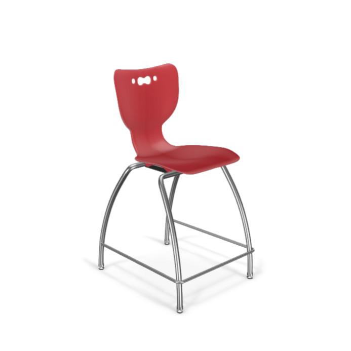Hierarchy Stool - 4-Leg Stool (24 inch) - Red- No Arms- Chrome Base -