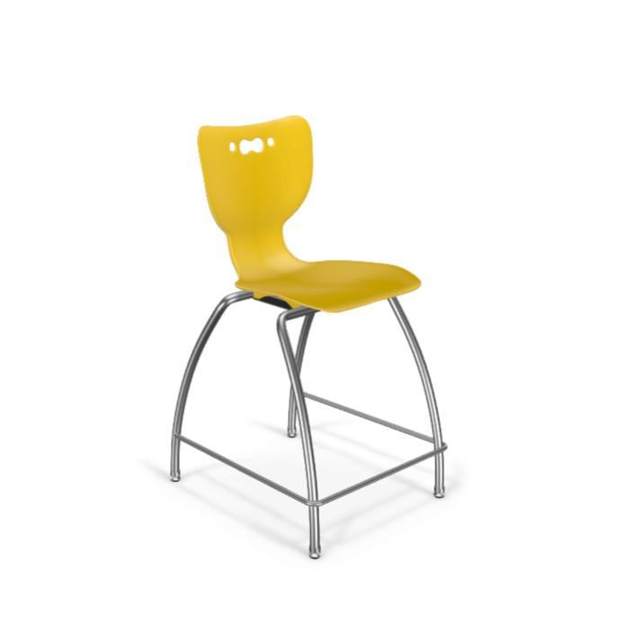 Hierarchy Stool - 4-Leg Stool (24 inch) - Yellow- No Arms- Chrome Base -