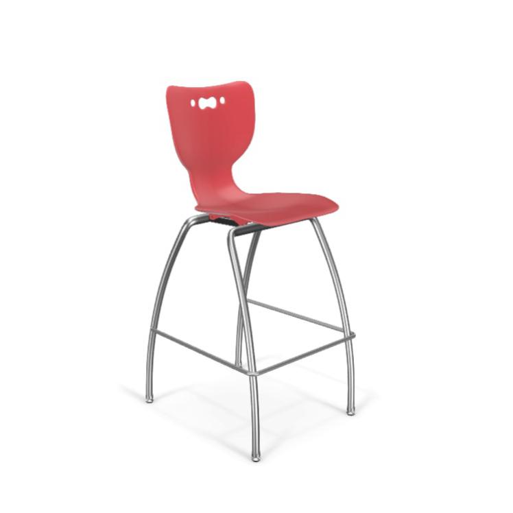 Hierarchy Stool - 4-Leg Stool (30 inch) - Red- No Arms- Chrome Base