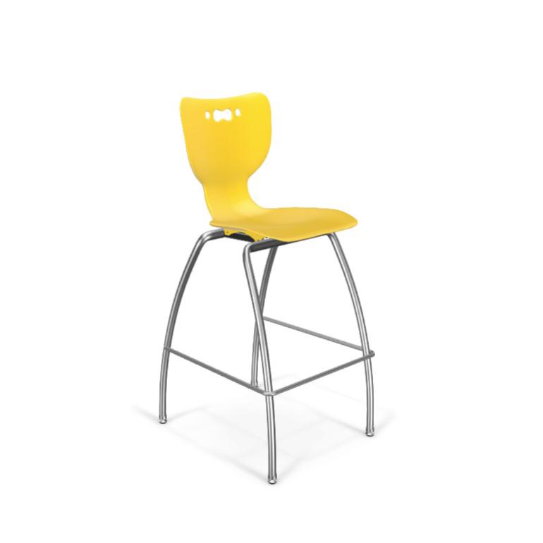 Hierarchy Stool - 4-Leg Stool (30  inch) - Yellow- No Arms- Chrome Base