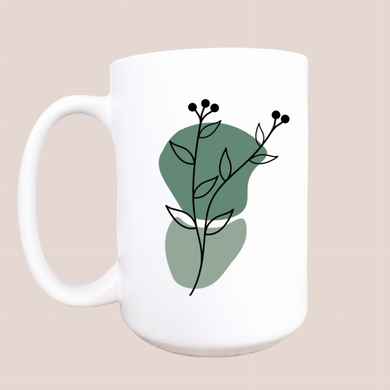 Abstract flower ceramic coffee mug