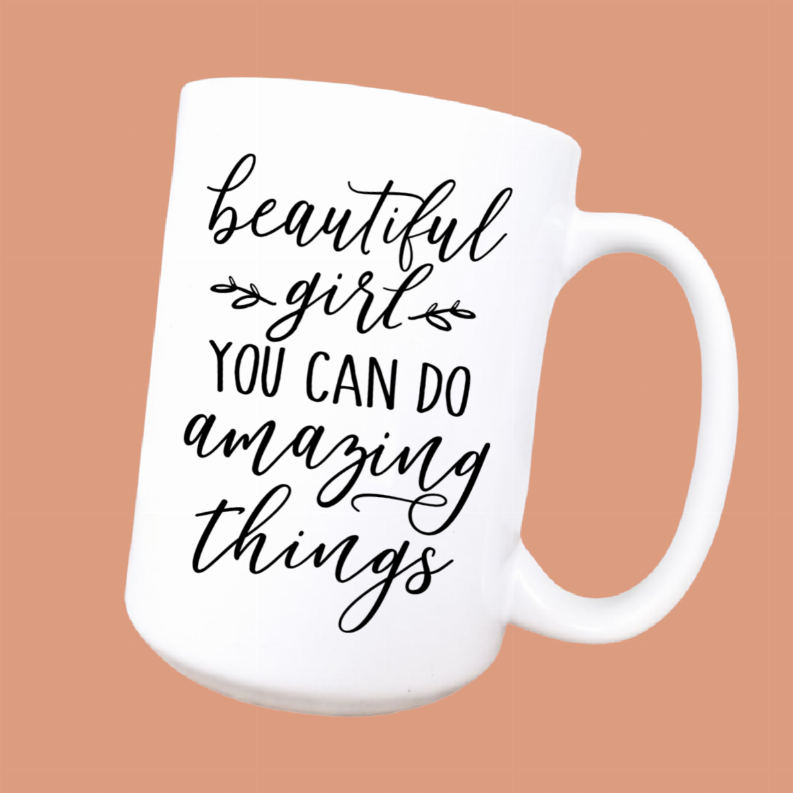 Beautiful girl ceramic coffee mug