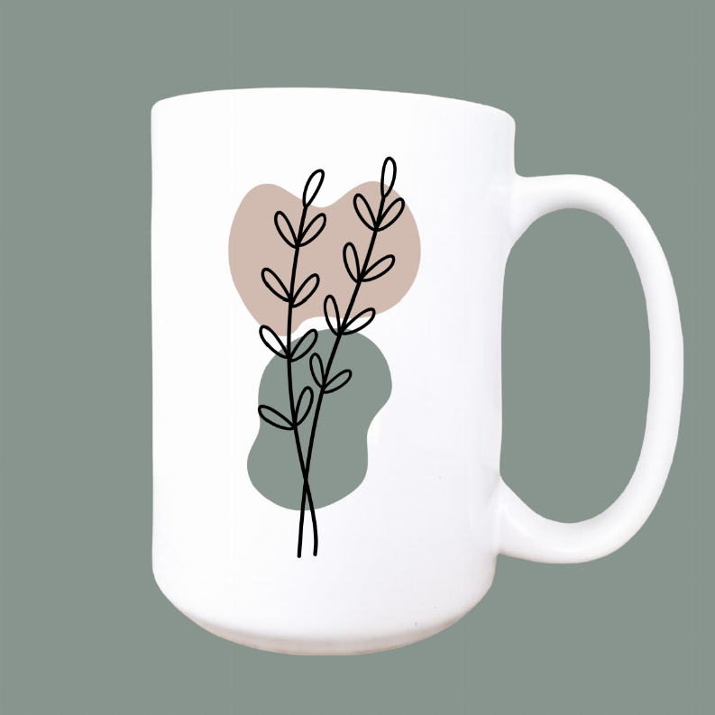 Boho floral ceramic coffee mug