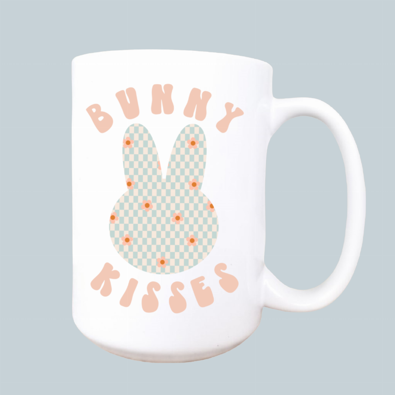 Bunny kisses ceramic coffee mug