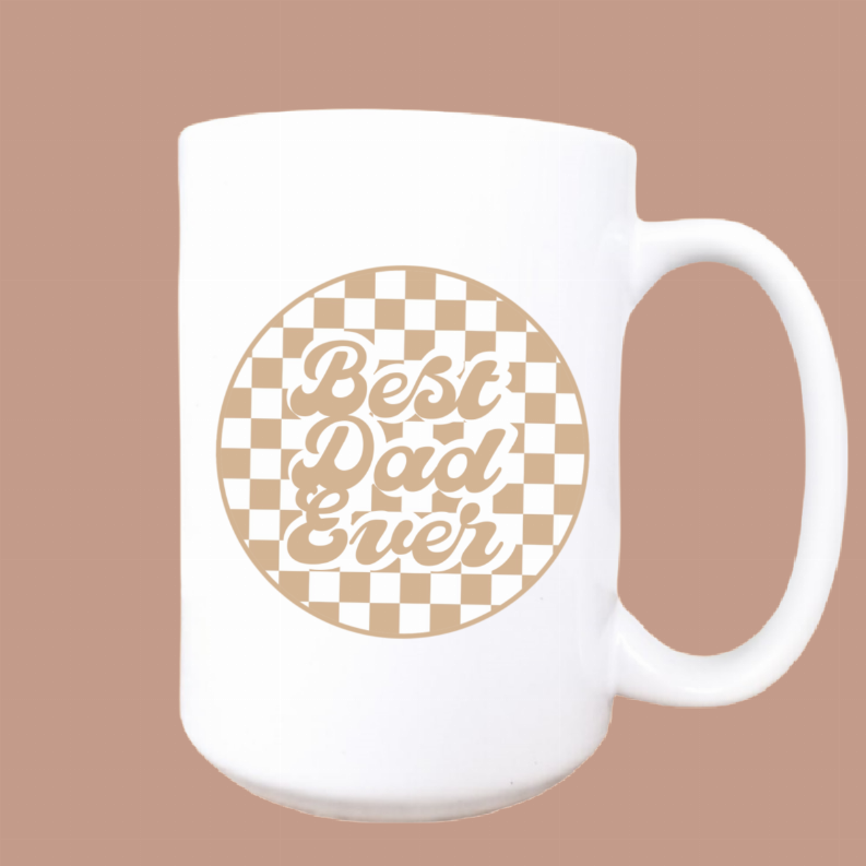 Checker best dad ever ceramic coffee mug