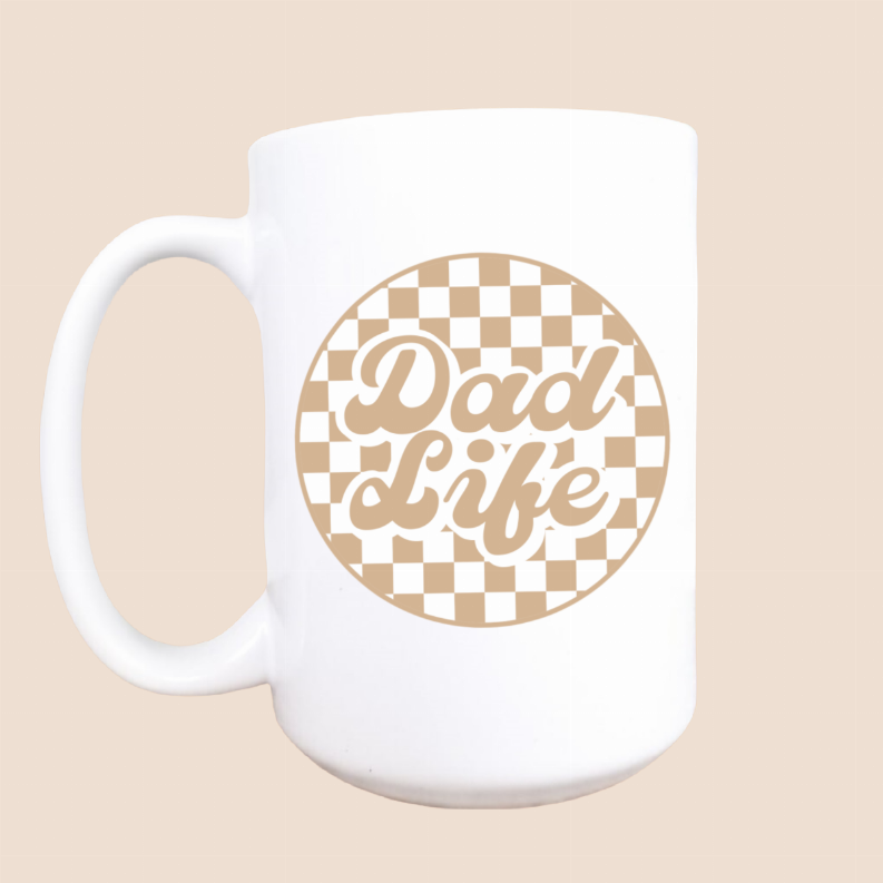 Checker dad life ceramic coffee mug