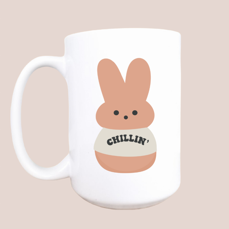 Chillin peep boho Easter ceramic coffee mug