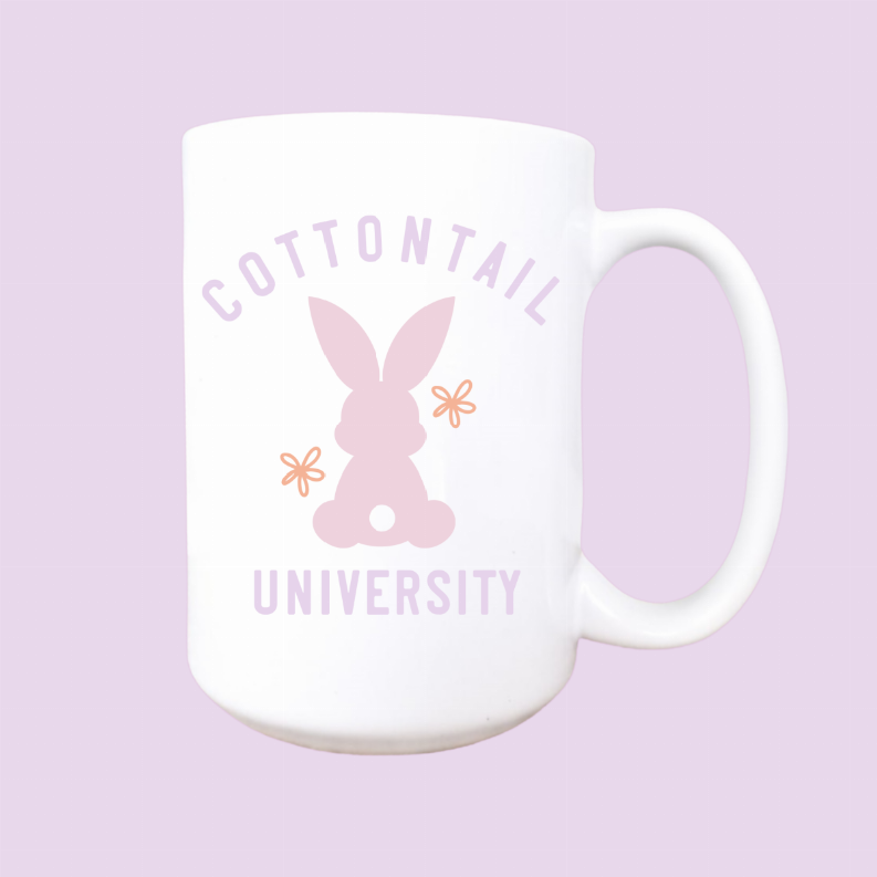 Cottontail university ceramic Easter mug