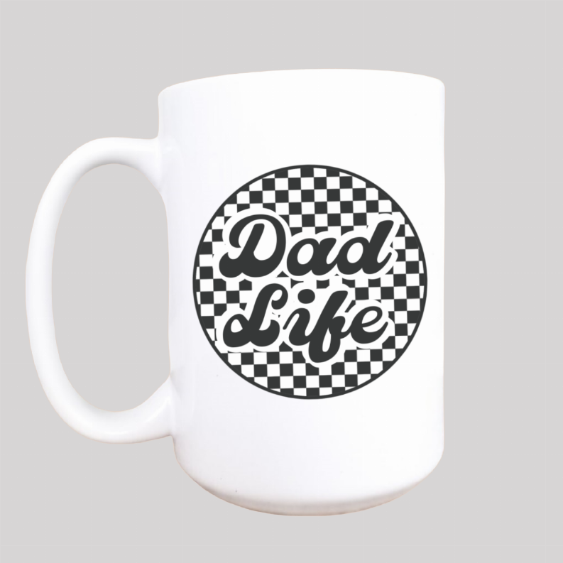 Dad life checker ceramic coffee mug