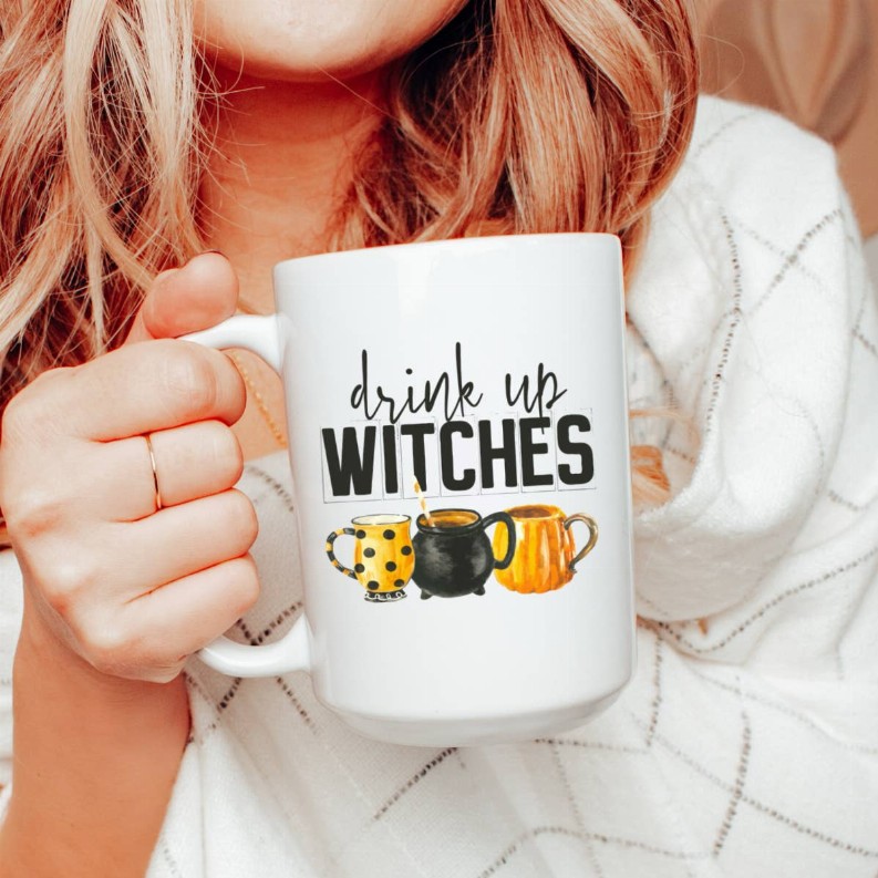 Drink up witches ceramic coffee mug